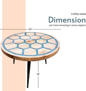 Touch Sensing Lighting Glowing Coffee Table Made of Epoxy Resin Round Table Magic Touch End Table Console Table Home Décor. Size 24 by 24 with Legs 18" Inches