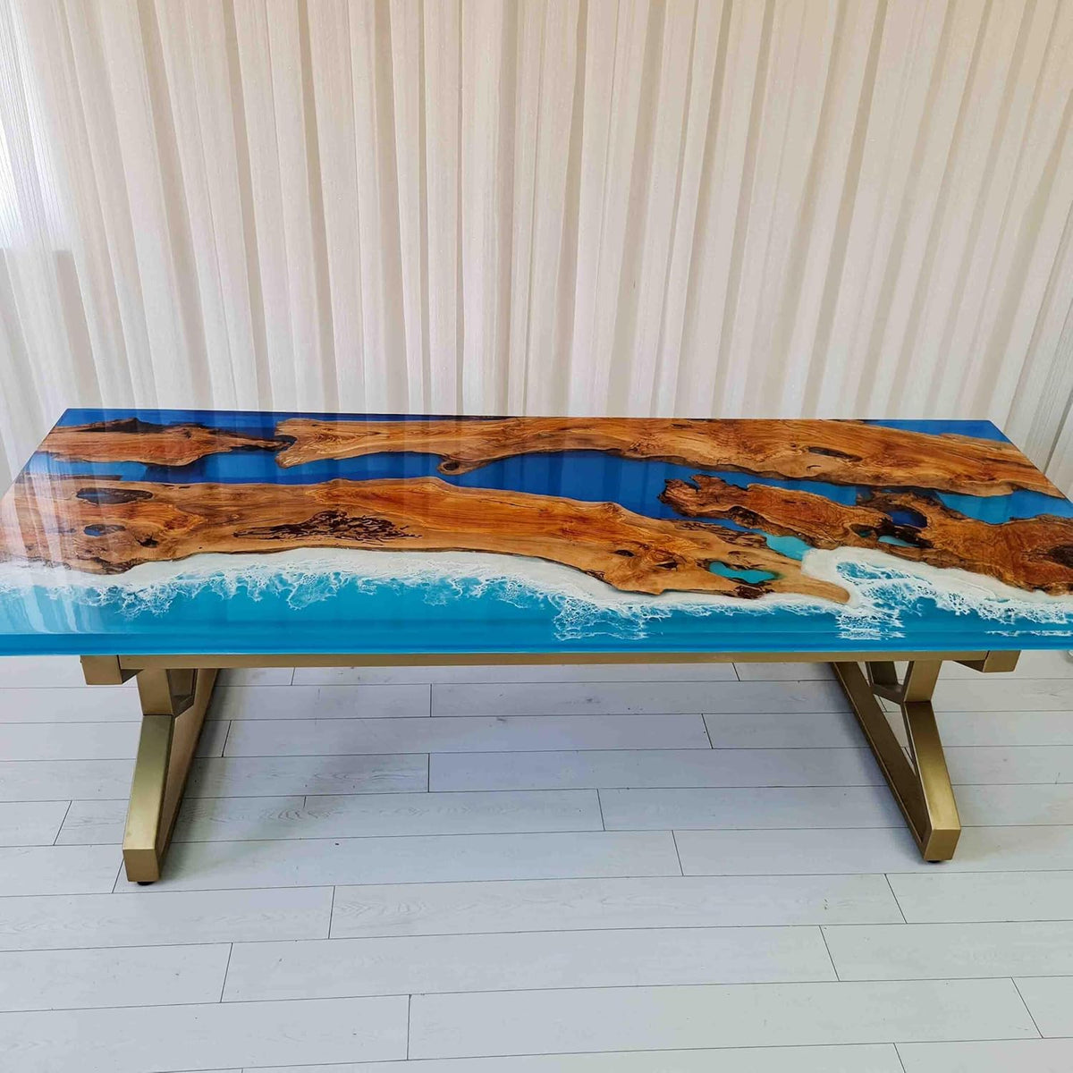 Custom Made Clear Resin with Beach Stones Look Table Epoxy Dining Table Coffee Table End Table Bar Counter Top Living Room Table Wall Art Wooden Table