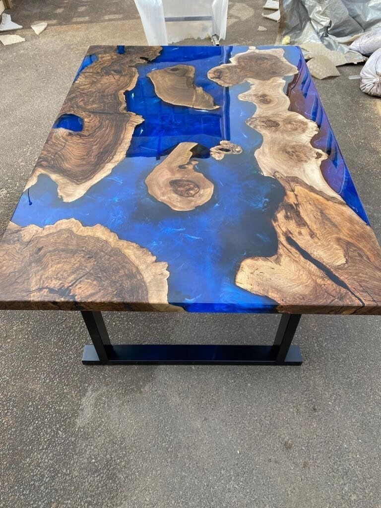 Alluring River Blue Epoxy Resin Table Dining Table Living Room Table Coffee Table Center Table Kitchen Table Console Table Patio Table Side/End Table Home Décor - resinhomefurniture