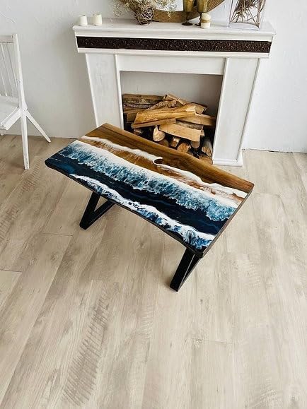 Aqua Indoor Blue Sea Look Epoxy Resin Coffee Table Centre Table Living Room Table Dinning Table Kitchen Table Patio Table Console Table End/Side Table Home Décor - resinhomefurniture