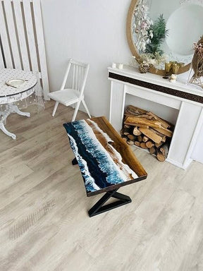 Aqua Indoor Blue Sea Look Epoxy Resin Coffee Table Centre Table Living Room Table Dinning Table Kitchen Table Patio Table Console Table End/Side Table Home Décor - resinhomefurniture