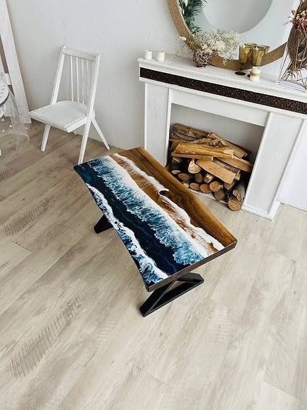 Aqua Indoor Blue Sea Look Epoxy Resin Coffee Table Centre Table Living Room Table Dinning Table Kitchen Table Patio Table Console Table End/Side Table Home Décor - resinhomefurniture