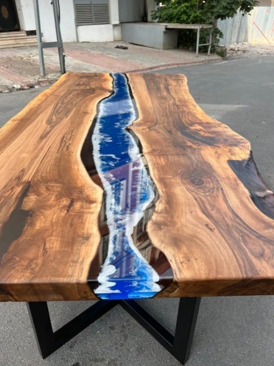 Attractive Blue Epoxy Resin Dining Table Coffee Table Conference Table Kitchen Table Living Room Table Bar Counter Table End Table Side Table Patio Table Home Décor - resinhomefurniture