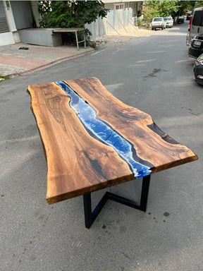 Attractive Blue Epoxy Resin Dining Table Coffee Table Conference Table Kitchen Table Living Room Table Bar Counter Table End Table Side Table Patio Table Home Décor - resinhomefurniture