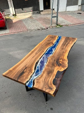 Attractive Blue Epoxy Resin Dining Table Coffee Table Conference Table Kitchen Table Living Room Table Bar Counter Table End Table Side Table Patio Table Home Décor - resinhomefurniture