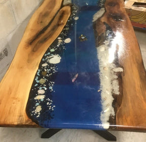 Beautiful Mount Seashore Epoxy Resin Table with Sea Shells and Rock Dining Table Living Room Table Coffee Table Console Table Coastal Table Patio Table Home Décor - resinhomefurniture