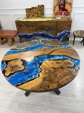 Beautiful Neon Blue Round Epoxy Coffee Table Living Room Table Office Table Patio Table Coastal Table Hallway Table Centre Table Side Table Home Decor - resinhomefurniture