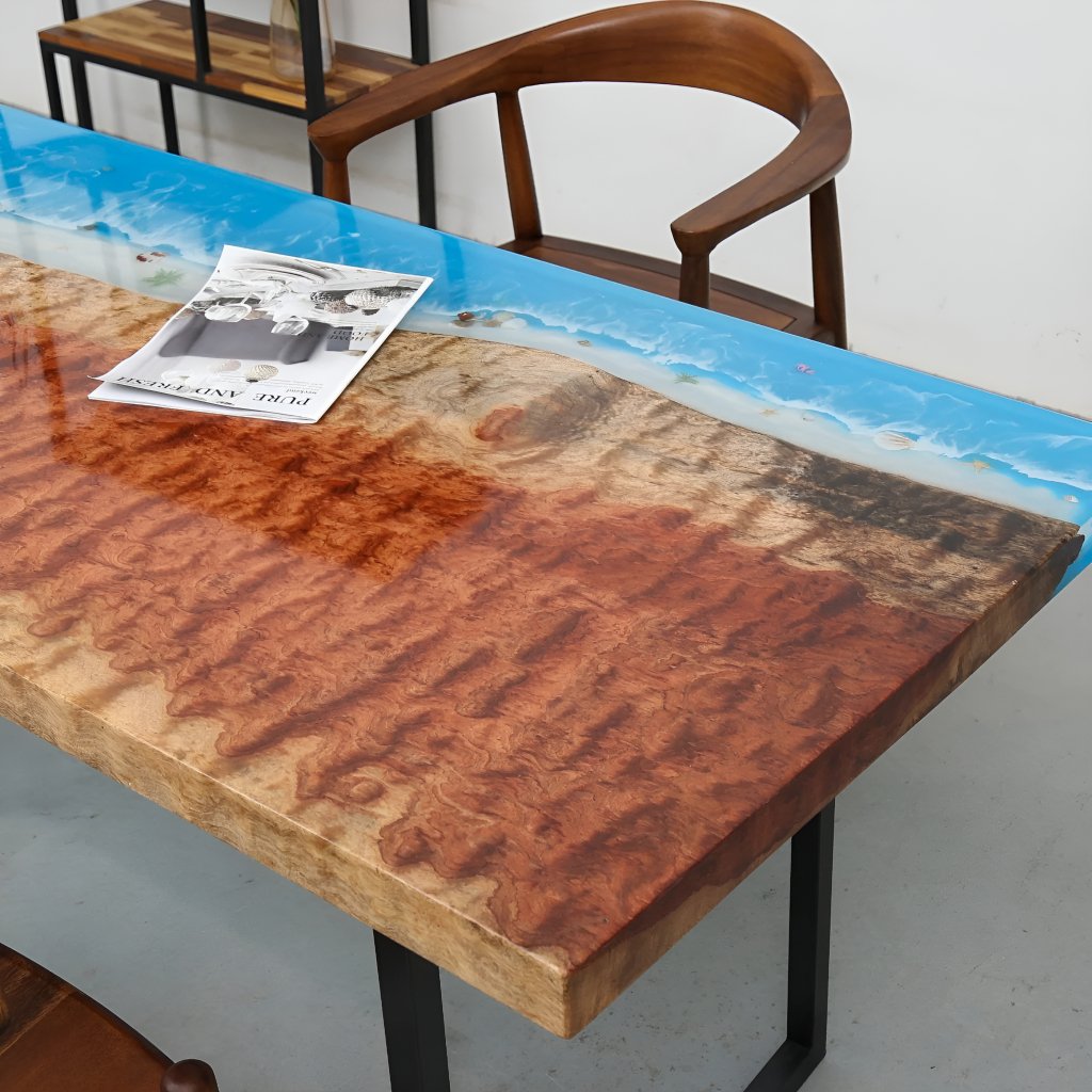 Blue Island Beach Look Epoxy Resin Dining Table Coffee Table End Table Wooden Table Living Room Table Bar Counter Home D?cor side Table Top - resinhomefurniture