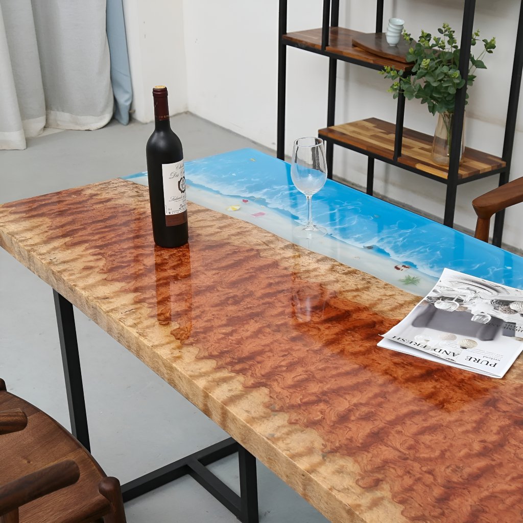 Blue Island Beach Look Epoxy Resin Dining Table Coffee Table End Table Wooden Table Living Room Table Bar Counter Home D?cor side Table Top - resinhomefurniture