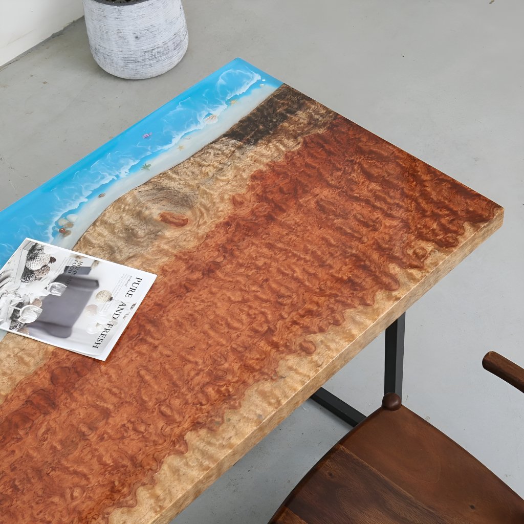 Blue Island Beach Look Epoxy Resin Dining Table Coffee Table End Table Wooden Table Living Room Table Bar Counter Home D?cor side Table Top - resinhomefurniture