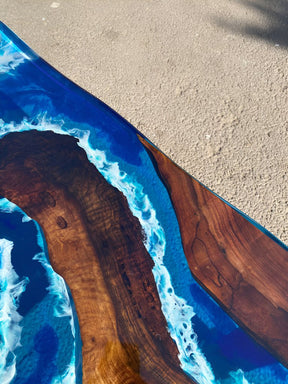 Blue Island Flow Epoxy Resin Dining Table Coffee Table End Table Wooden Table Living Room Table Bar Counter Home D?cor side table top - resinhomefurniture