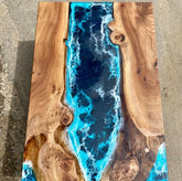 Blue Island Ocean Look Epoxy Resin Dining Table Coffee Table End Table Wooden Table Living Room Table Bar Counter Home D?cor side Table Top - resinhomefurniture