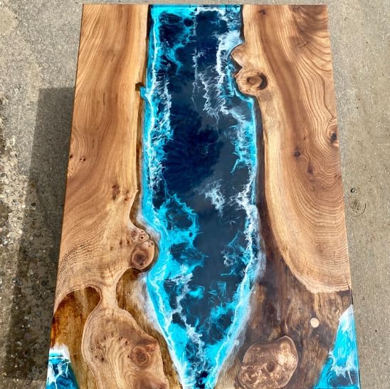 Blue Island Ocean Look Epoxy Resin Dining Table Coffee Table End Table Wooden Table Living Room Table Bar Counter Home D?cor side Table Top - resinhomefurniture