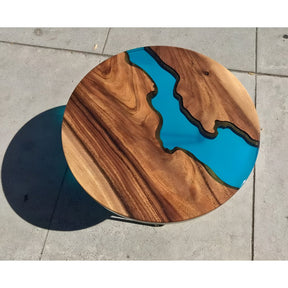 Blue Island River Look Epoxy Resin Dining Table Coffee Table End Table Wooden Table Living Room Table Bar Counter Home D?cor side table top - resinhomefurniture