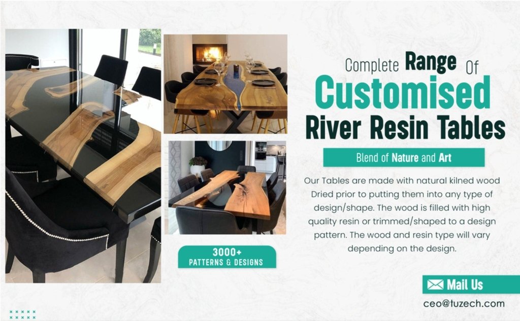 Blue Island River Look Epoxy Resin Dining Table Coffee Table End Table Wooden Table Living Room Table Bar Counter Home D?cor side Table Top - resinhomefurniture