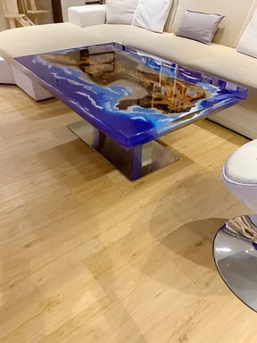 Blue Island River Look Epoxy Resin Dining Table Coffee Table End Table Wooden Table Living Room Table Bar Counter Home D?cor side Table Top - resinhomefurniture