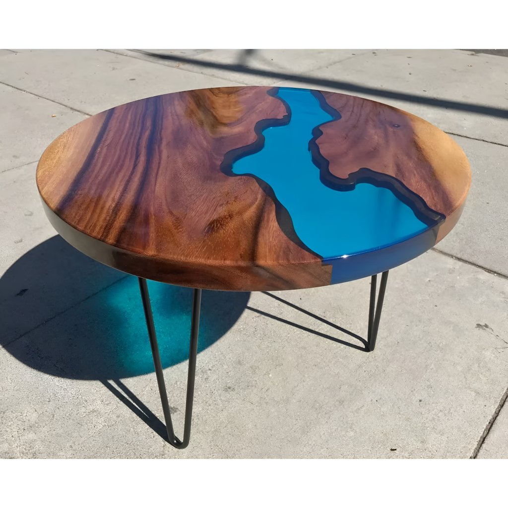 Blue Island River Look Epoxy Resin Dining Table Coffee Table End Table Wooden Table Living Room Table Bar Counter Home D?cor side table top - resinhomefurniture