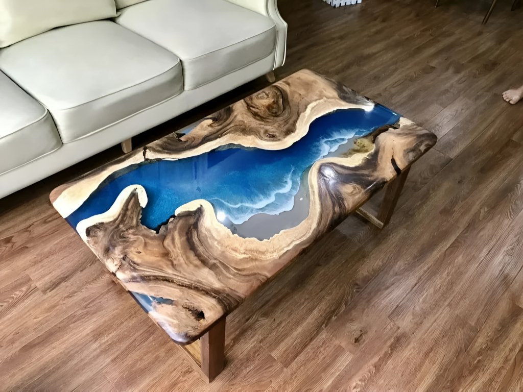 Blue Mountain Ocean Look Epoxy Dining Table Coffee Table End Table Wooden Table Living Room Table Bar Counter Home D?cor side Table Top - resinhomefurniture