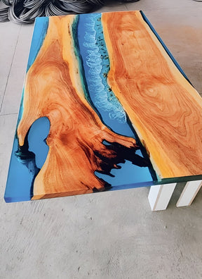 Blue River Look With Stones Epoxy Resin Dining Table Coffee Table End Table Wooden Table Living Room Table Bar Counter Home D?cor Table Top - resinhomefurniture