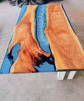 Blue River Look With Stones Epoxy Resin Dining Table Coffee Table End Table Wooden Table Living Room Table Bar Counter Home D?cor Table Top - resinhomefurniture