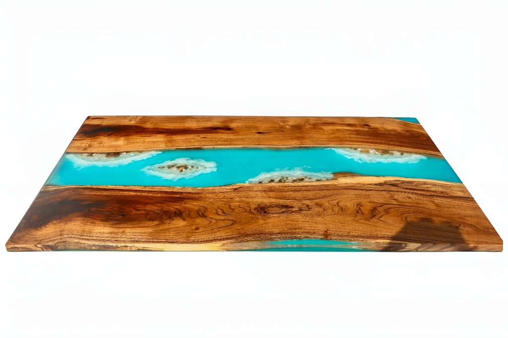 Blue River With Waves Look Epoxy Resin Dining Table Coffee Table End Table Wooden Table Living Room Table Bar Counter Home D?cor side table - resinhomefurniture