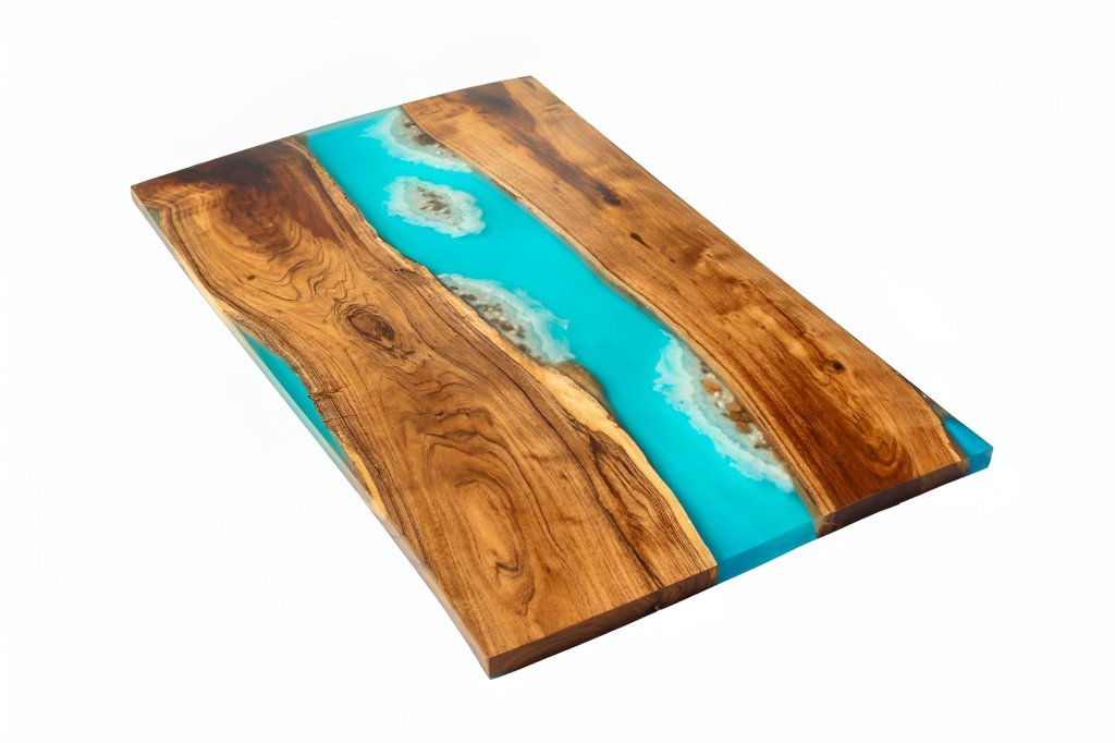 Blue River With Waves Look Epoxy Resin Dining Table Coffee Table End Table Wooden Table Living Room Table Bar Counter Home D?cor side table - resinhomefurniture