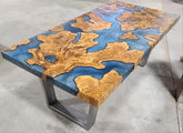 Classic Blue River Flow Epoxy Resin Dining Table Coffee Table End Table Wooden Table Living Room Table Home Decor Confrence Table Table Top End Table - resinhomefurniture