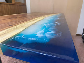 Classic Live Edge Ocean Wave Look Epoxy Resin Dining Table Coffee Table End Table Wooden Table Living Room Table Bar Counter Home D?cor - resinhomefurniture