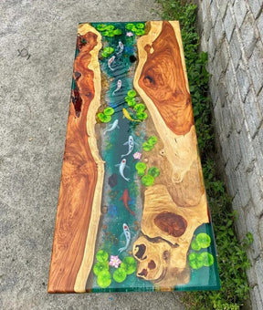 Custom Classic Wood Resin Epoxy Realistic Aquarium Look Resin Epoxy Dinning Table Coffee Table Living Room Table Bar Counter Home Decor - resinhomefurniture