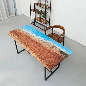 Custom Classic Wood Resin Epoxy Realistic Coffee Table Side/End Table Ocean Beach Feel with Waves Table Coastal Table Top Dining Table Home Décor - resinhomefurniture