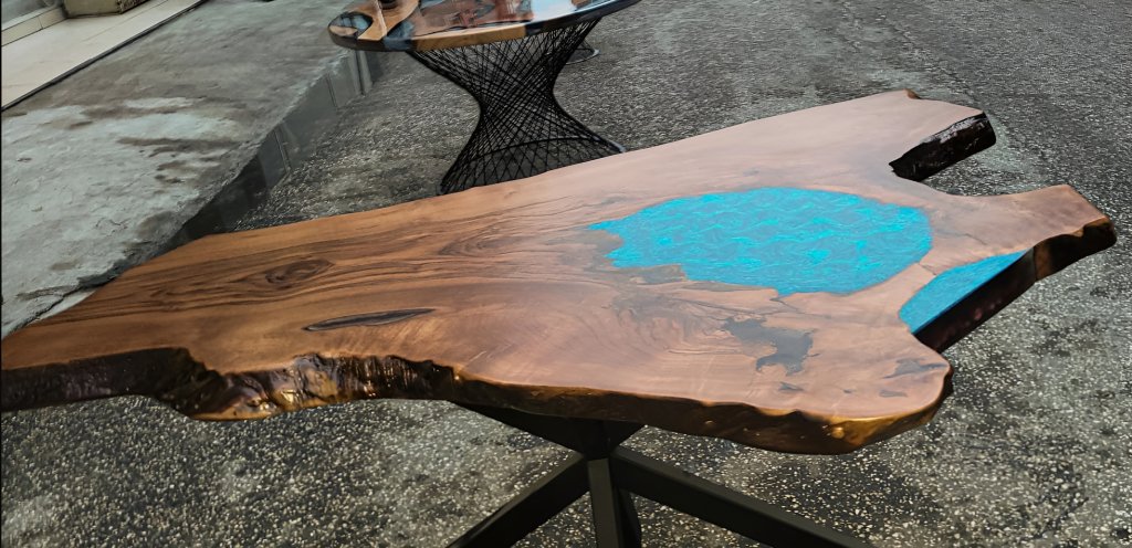 Custom Live Edge With Mini Pond Epoxy Resin Round Table Top Dinning Table Coffee Table End Table Living Room Table Bar Counter Home Decor - resinhomefurniture