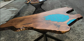 Custom Live Edge With Mini Pond Epoxy Resin Round Table Top Dinning Table Coffee Table End Table Living Room Table Bar Counter Home Decor - resinhomefurniture