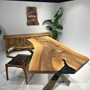 Custom Made Attic Live Edge Dining Table Living Room Table Kitchen Table Center Table Meeting Table Home Office Table Entryway Table Bar Counter Table Home Décor - resinhomefurniture