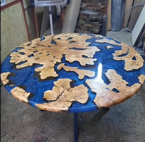 Custom Made Blue Epoxy Resin Round Table Top Dinning Table Coffee Table Side/End Table Top Living Room Table Bar Counter Home Decor - resinhomefurniture