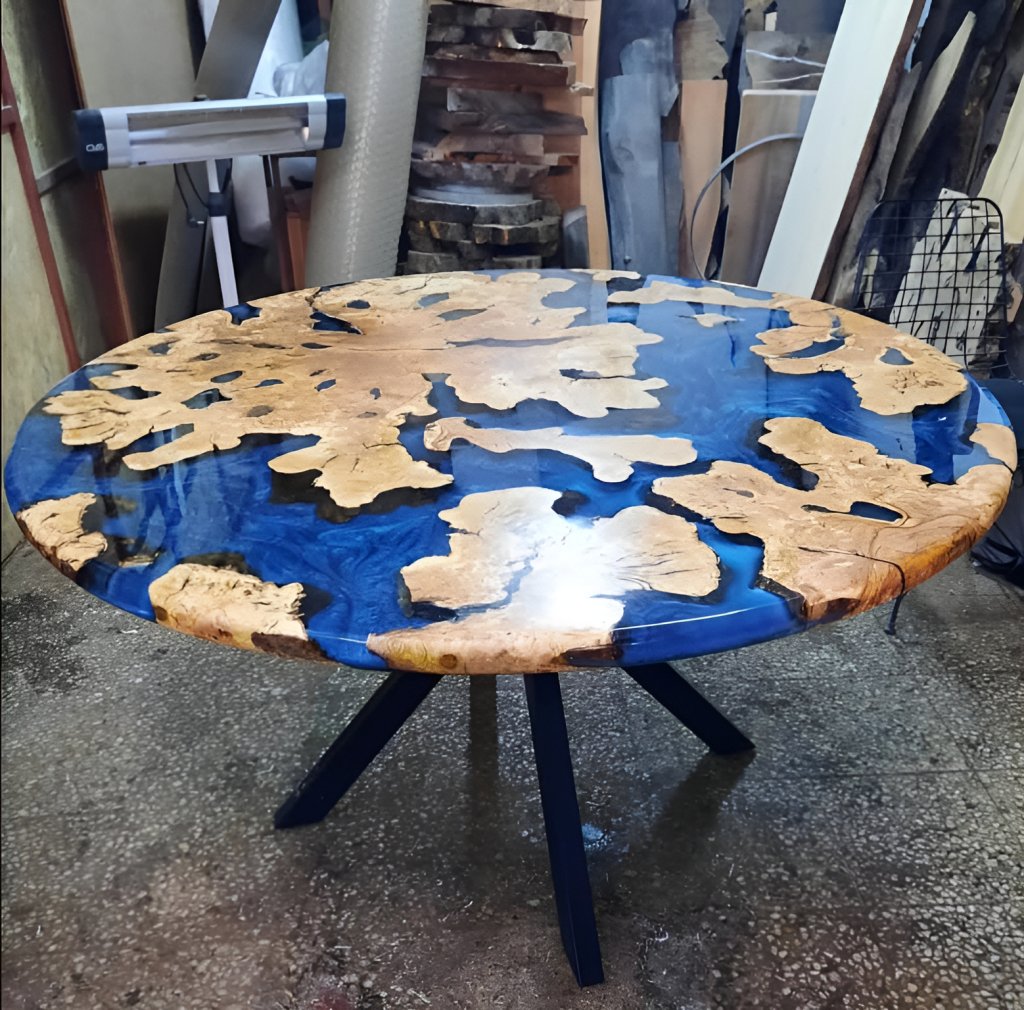 Custom Made Blue Epoxy Resin Round Table Top Dinning Table Coffee Table Side/End Table Top Living Room Table Bar Counter Home Decor - resinhomefurniture