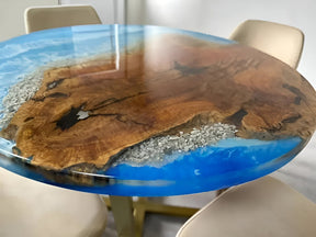 Custom Made Clear Beach Wave Look Round Table Top Dinning Table Coffee Table Side/End Table Top Living Room Table Bar Counter Home D?cor - resinhomefurniture