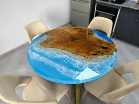 Custom Made Clear Beach Wave Look Round Table Top Dinning Table Coffee Table Side/End Table Top Living Room Table Bar Counter Home D?cor - resinhomefurniture