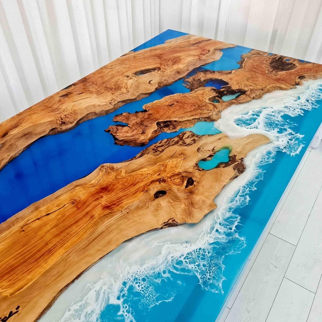 Custom Made Clear Resin with Beach Stones Look Table Epoxy Dining Table Coffee Table End Table Bar Counter Top Living Room Table Wall Art Wooden Table - resinhomefurniture