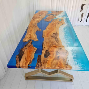 Custom Made Clear Resin with Beach Stones Look Table Epoxy Dining Table Coffee Table End Table Bar Counter Top Living Room Table Wall Art Wooden Table - resinhomefurniture