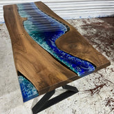 Custom Made Dark Wood Table Realistic River with Waves Dinning Table Coffe Table Live Room Table Side/End Table Bar Counter Home Decor - resinhomefurniture