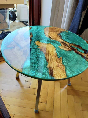 Custom Made Emerald Green Clear Round Epoxy Resin Table Coffee Table Kitchen Table Dining Table Centre Table Patio Table Console Table Living Room Table Home Décor - resinhomefurniture