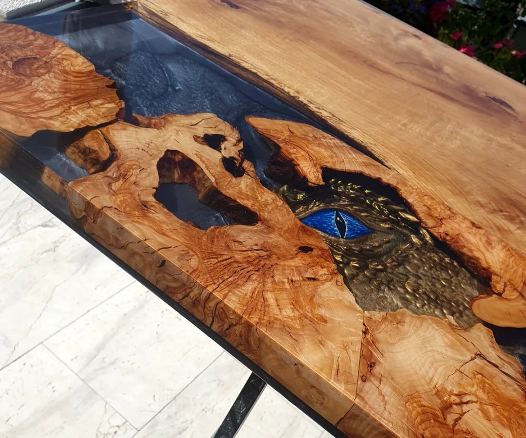 Custom Made Epoxy Resin Dragon Eye Dining Table Coffee Table Living Room Table Center Table Patio Table Console Table End/Side Table Living Room Table Home Décor - resinhomefurniture