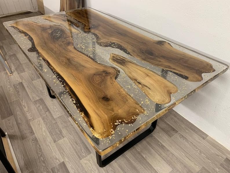 Custom Made Handmade Clear Epoxy Resin Rustic Table Dining Table Console Table Side/End Table Living Room Coastal Table Bar Counter Table Home Décor - resinhomefurniture