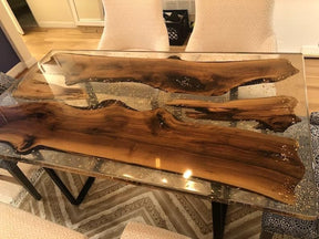 Custom Made Handmade Clear Epoxy Resin Rustic Table Dining Table Console Table Side/End Table Living Room Coastal Table Bar Counter Table Home Décor - resinhomefurniture