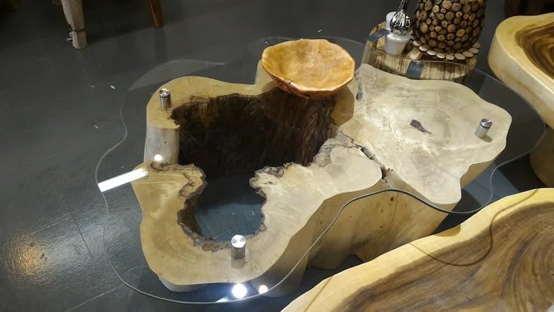 Custom Made Live Edge Log for Round Coffee Table Full Log Coffee Table Side/End Table Luxury Coffee Table Live Edge Table Epoxy Table Resin Dining Table Home Decor (Without Glass) - resinhomefurniture