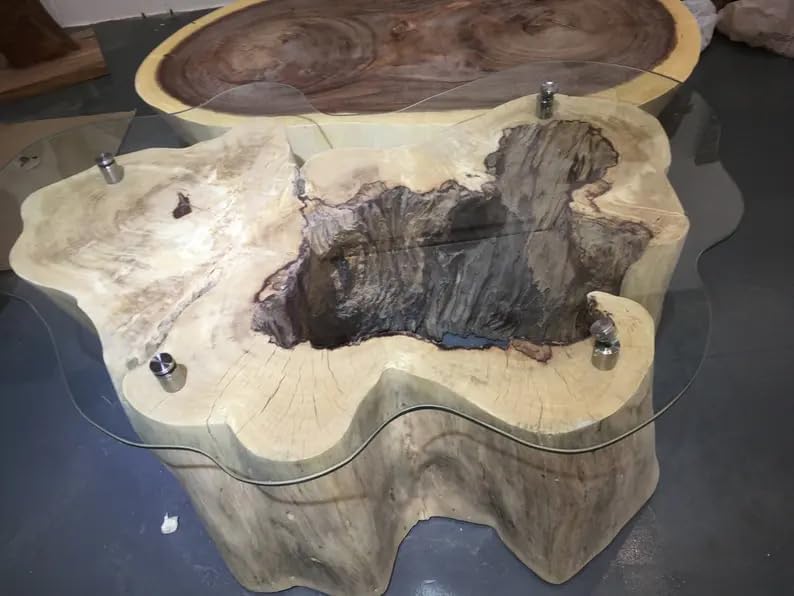 Custom Made Live Edge Log for Round Coffee Table Full Log Coffee Table Side/End Table Luxury Coffee Table Live Edge Table Epoxy Table Resin Dining Table Home Decor (Without Glass) - resinhomefurniture