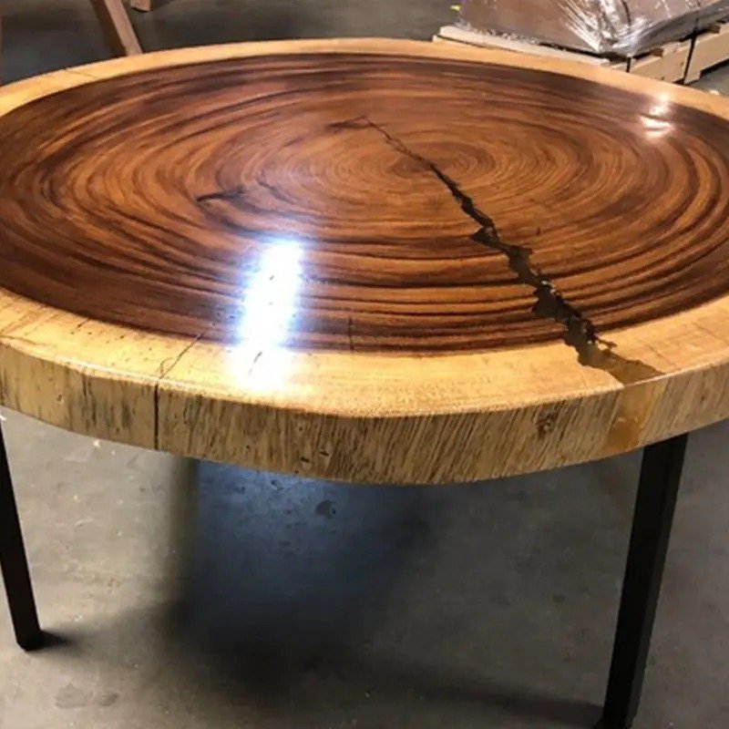 Custom Made Live Edge Round Table Top Dinning Table Coffee Table Side/End Table Top Living Room Table Bar Counter Home Decor - resinhomefurniture