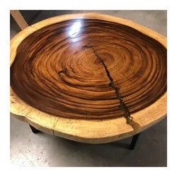 Custom Made Live Edge Round Table Top Dinning Table Coffee Table Side/End Table Top Living Room Table Bar Counter Home Decor - resinhomefurniture