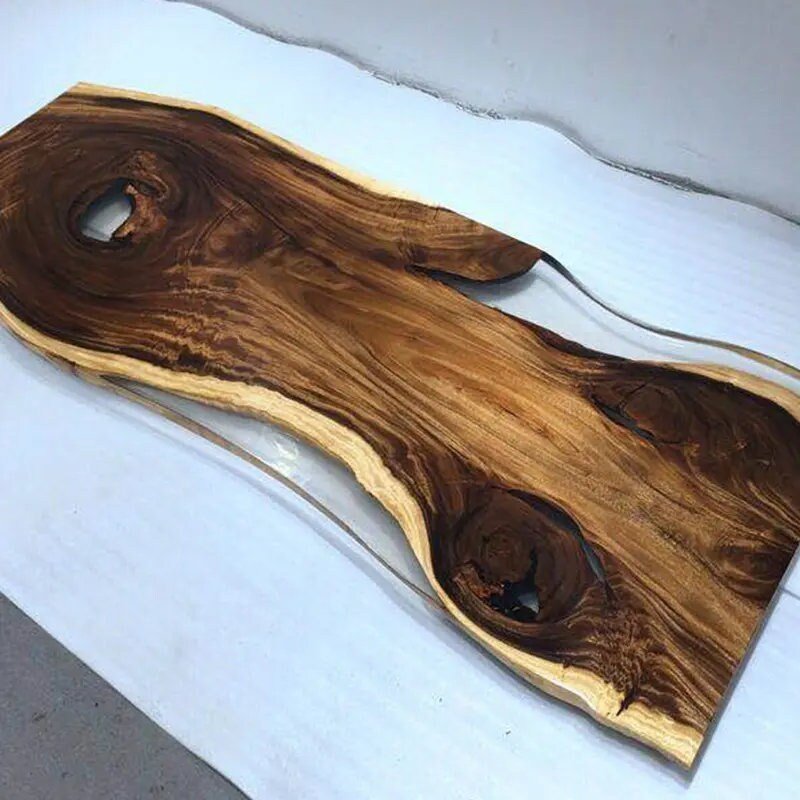 Custom Made Live Edge With Clear Resin Table Epoxy Dining Table Coffee Table End Table Bar Counter Living Room Table Wall Art Wooden Table - resinhomefurniture