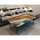 Custom Made Mini River With Waves Feel Epoxy Dining Table Coffee Table End Table Bar Counter Top Living Room Table Wall Art Wooden Table - resinhomefurniture